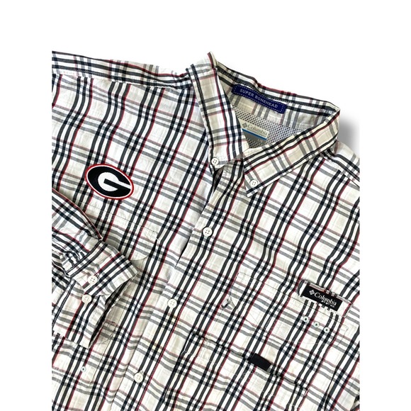 GEORGIA BULLDOGS x COLUMBIA Super Bonehead Mens Shirt Large LS Football Vented - Picture 1 of 16